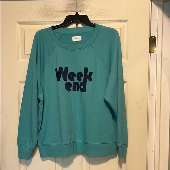 Lou & Grey Tops - Lou & Grey Green Oversized “Weekend” Sweatshirt Size Medium